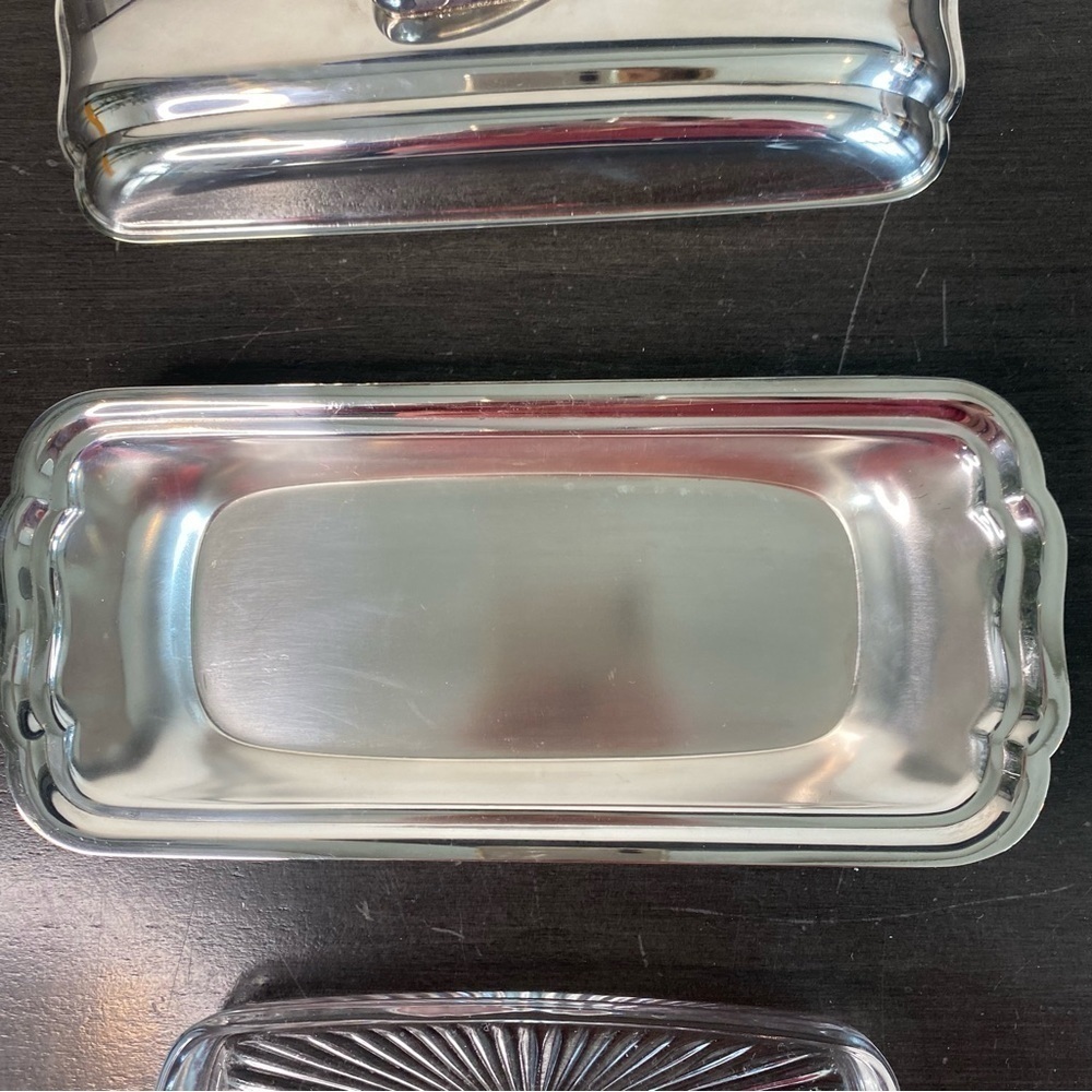 BRISTOL SILVER by POOLE Silver Plate Vintage Covered Butter Dish w Glass Insert - Picture 4 of 13